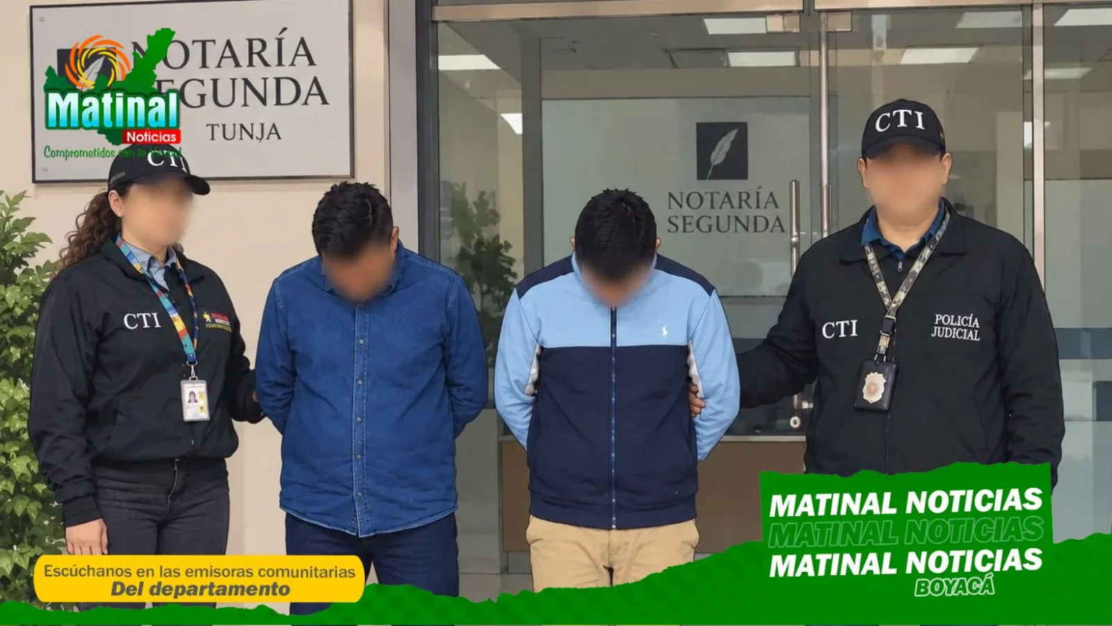 CTI capturó en flagrancia a dos personas por presunta falsedad documental en una notaría de Tunja