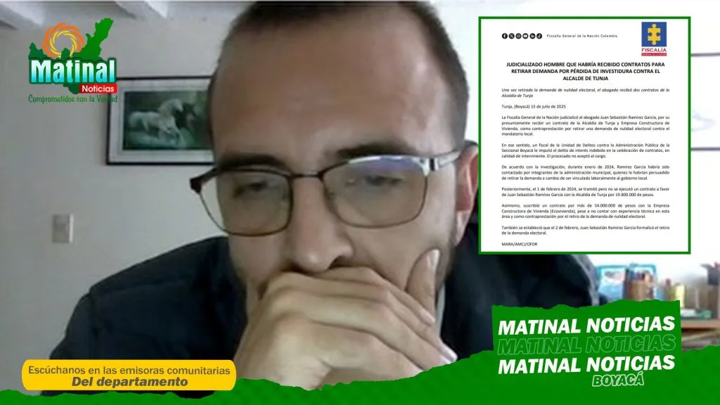 Judicializado abogado que habría recibido contratos para retirar demanda por nulidad contra alcalde de Tunja.
