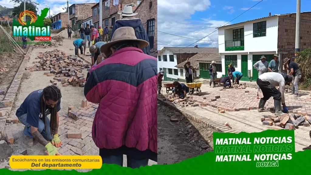 Comunidad de vereda Santa Ana en Monguí ha construido cerca de 300 metros de adoquinado con recursos propios.