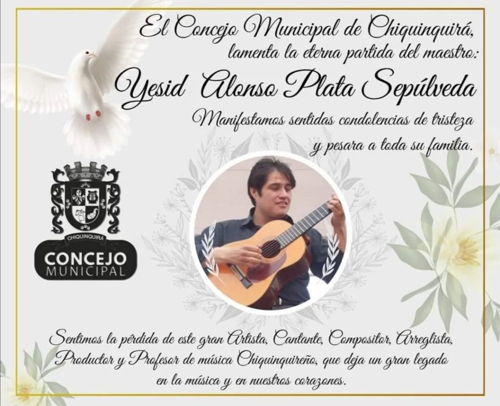 Este jueves en su natal, Chiquinquirá, darán el último adiós al  maestro Yesid Plata