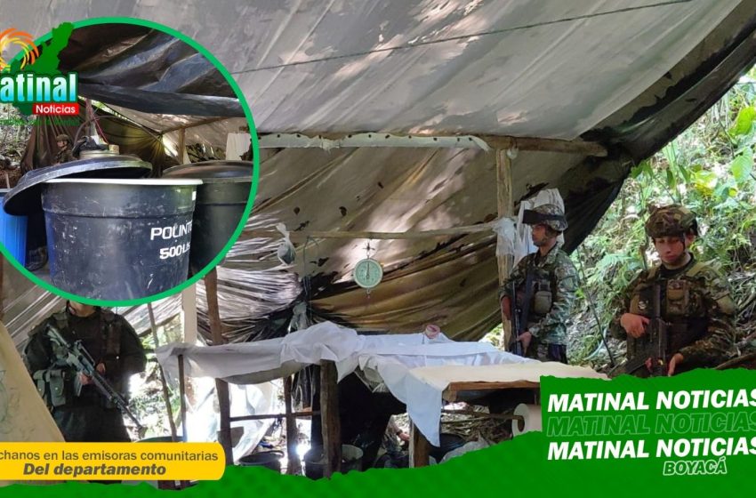localizaron y destruyeron de manera controlada un complejo laboratorio para el procesamiento de clorhidrato de cocaína en Boyacá.
